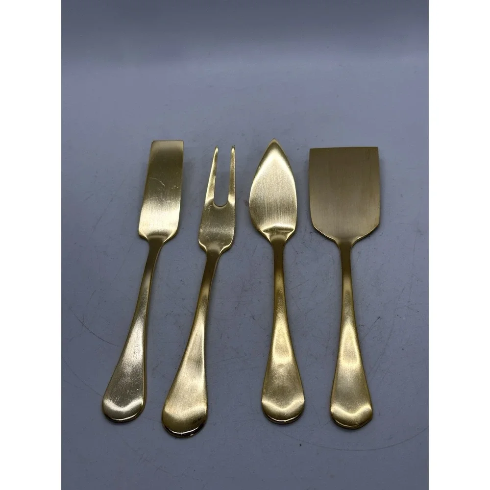 West Elm Matte Gold Cheese Knives Set of 4 Stainless Steel Discontinued